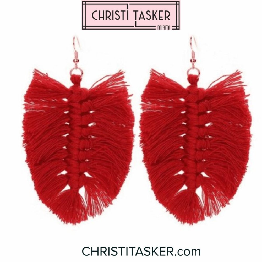 Bohemian Tassel Earrings | Red Tassel Earrings